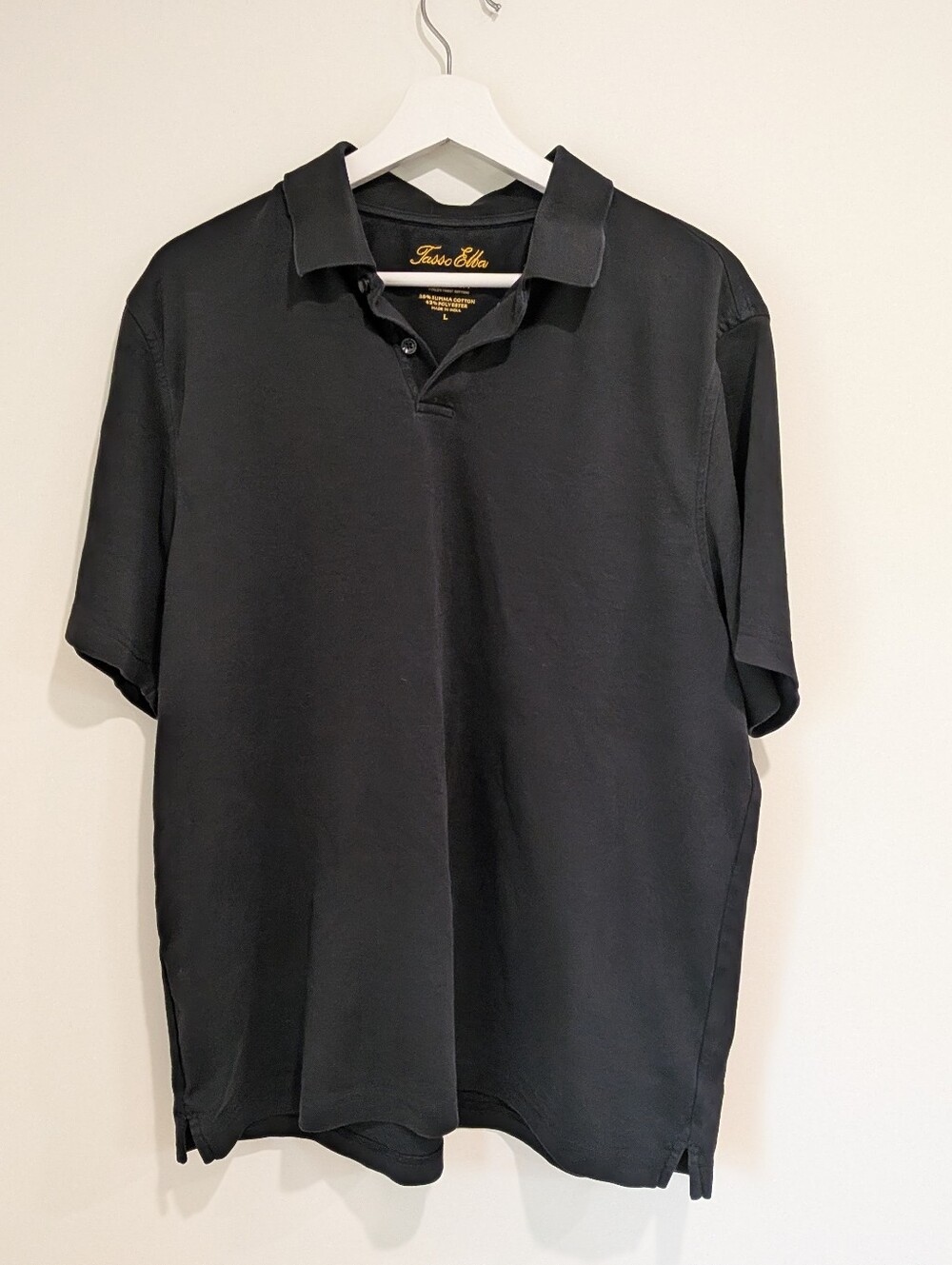 Men's Tasso Elba Classic Black Polo Size Large - Minimalist Quiet Luxury Golf